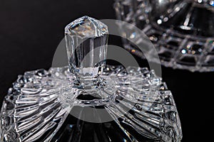 Crystal Sugar bowl isolated on a black background