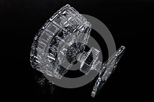Crystal Sugar bowl isolated on a black background