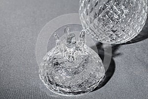 Crystal Sugar bowl isolated on a gray background