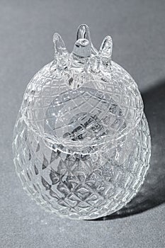 Crystal Sugar bowl isolated on a gray background