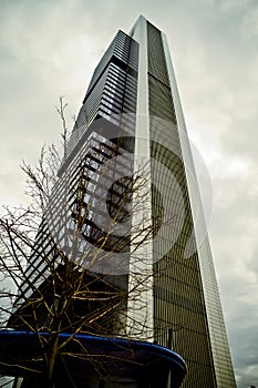 Crystal Tower, skyscraper of Madrid, placed in financial zone ,four modern skyscrapers (Cuatro Torres), Spain