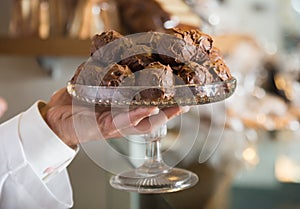 Crystal vase with delicious chocolates