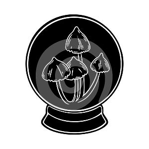 Crystall ball for fortune tellers. Witch occult spiritual ball with mystic powers. Vector illustration