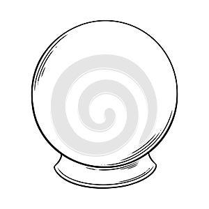 Crystall ball for magic oracle sessions. Vintage witch spiritual ball with mystic powers. Vector illustration