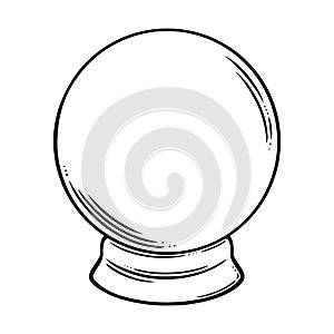 Crystall ball for magic oracle sessions. Wicca spiritual ball with mystic powers. Vector illustration