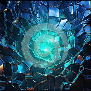 Crystalline Blue Mosaic: Luminous Geometric Patterns. AI generation