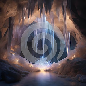 A crystalline cavern filled with luminescent crystals that emit harmonious melodies when touched3