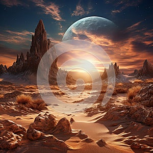 Crystalline Sands: Unearthly Dunes Gleaming in Alien Sunlight