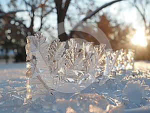 Crystalline structure of frost on glass