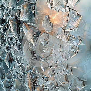 Crystalline structure of frost on glass