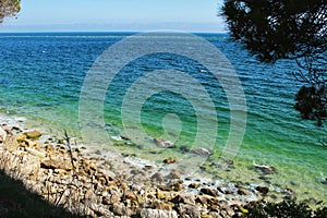 Crystalline waters of Galapinhos Beach in Lisbon photo