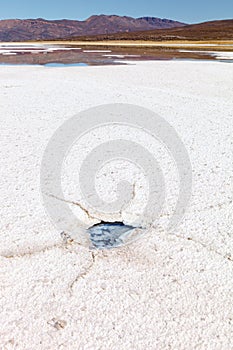 Crystallization of salt, landscape Uyuni salt flat, Bolivia