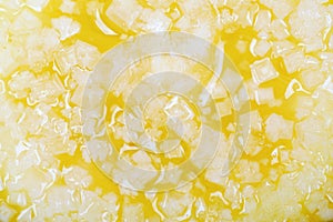 Crystallization of sugar in lemon juice photo