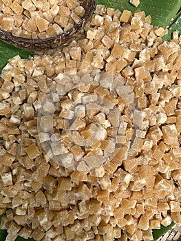 Crystallized cane sugar sweetmeat in local Thai products