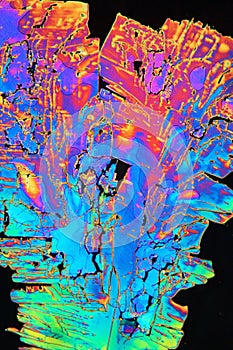 Crystallized copper sulfate, in polarized light,
