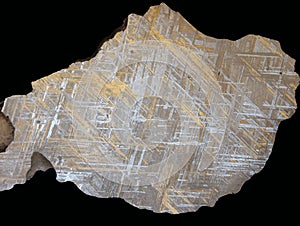 Crystallized extraterrestrial iron in a meteorite photo