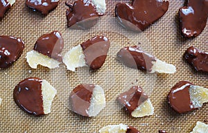 Crystallized ginger and dark chocolate