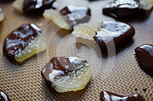 Crystallized ginger and dark chocolate