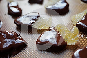 Crystallized ginger and dark chocolate