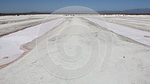 Crystallizing ponds at salt farming in a coastal desert, BCS, Mexico photo