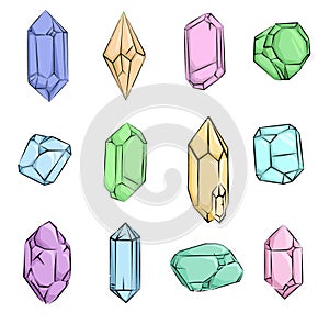 Crystals and Diamonds Hand drawn