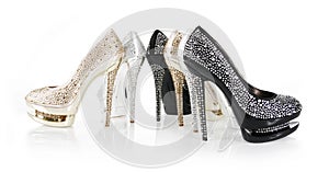 Crystals encrusted heel shoes photo
