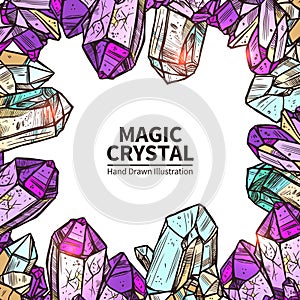 Crystals Hand Drawn Illustration photo