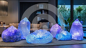 Crystals illuminate a modern living room photo
