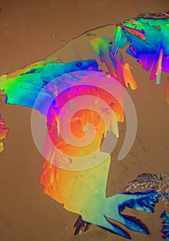 Crystals of intensive colors under Pola-Microscope