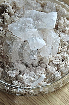 Crystals on Petri dish