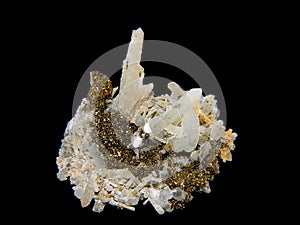 Crystals of a pirit and quartz