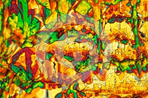 Potassium ferricyanide under the microscope and in polarized light.