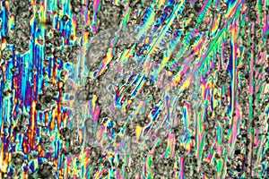 Crystals of potassium nitrate under the microscope