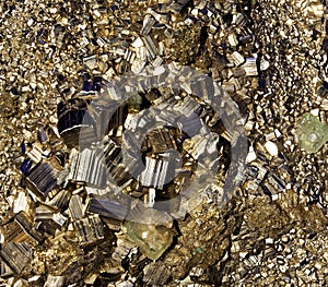 Crystals of pyrite close up