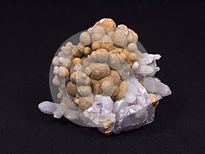 Crystals of a sfalerit and quartz