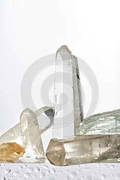 Crystals on white background photo