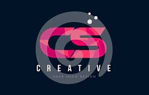 CS C S Letter Logo with Purple Low Poly Pink Triangles Concept