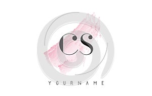 CS C S Watercolor Letter Logo Design with Circular Brush Pattern