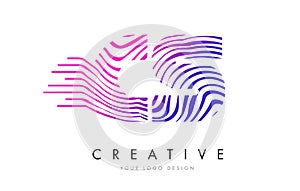 CS C S Zebra Lines Letter Logo Design with Magenta Colors