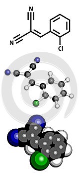 CS tear gas molecule (2-chlorobenzalmalononitrile