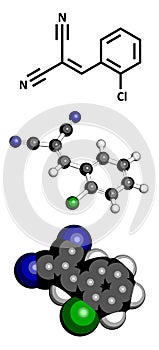 CS tear gas molecule (2-chlorobenzalmolononitrile