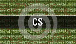 CS text written on Programming code abstract technology background of software developer and Computer script. CS concept of code