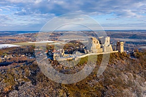 Aerial view of the Castle of Csesznek