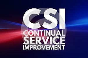 CSI - Continual Service Improvement acronym, business concept background
