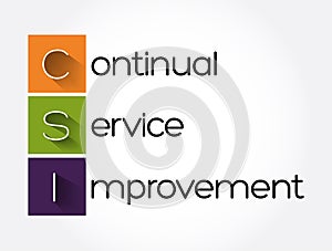 CSI - Continual Service Improvement acronym, business concept background