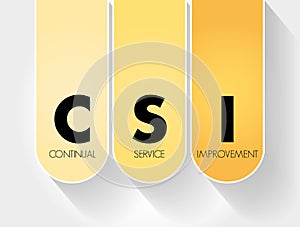 CSI - Continual Service Improvement acronym, business concept background