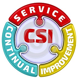 CSI. Continual Service Improvement. The check mark in the form of a puzzle