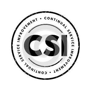 CSI Continual Service Improvement - method to identify and execute opportunities to make IT processes and services better, acronym