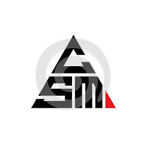 CSM triangle letter logo design with triangle shape. CSM triangle logo design monogram. CSM triangle vector logo template with red