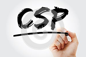 CSP - Cloud Service Provider acronym with marker, technology business concept background